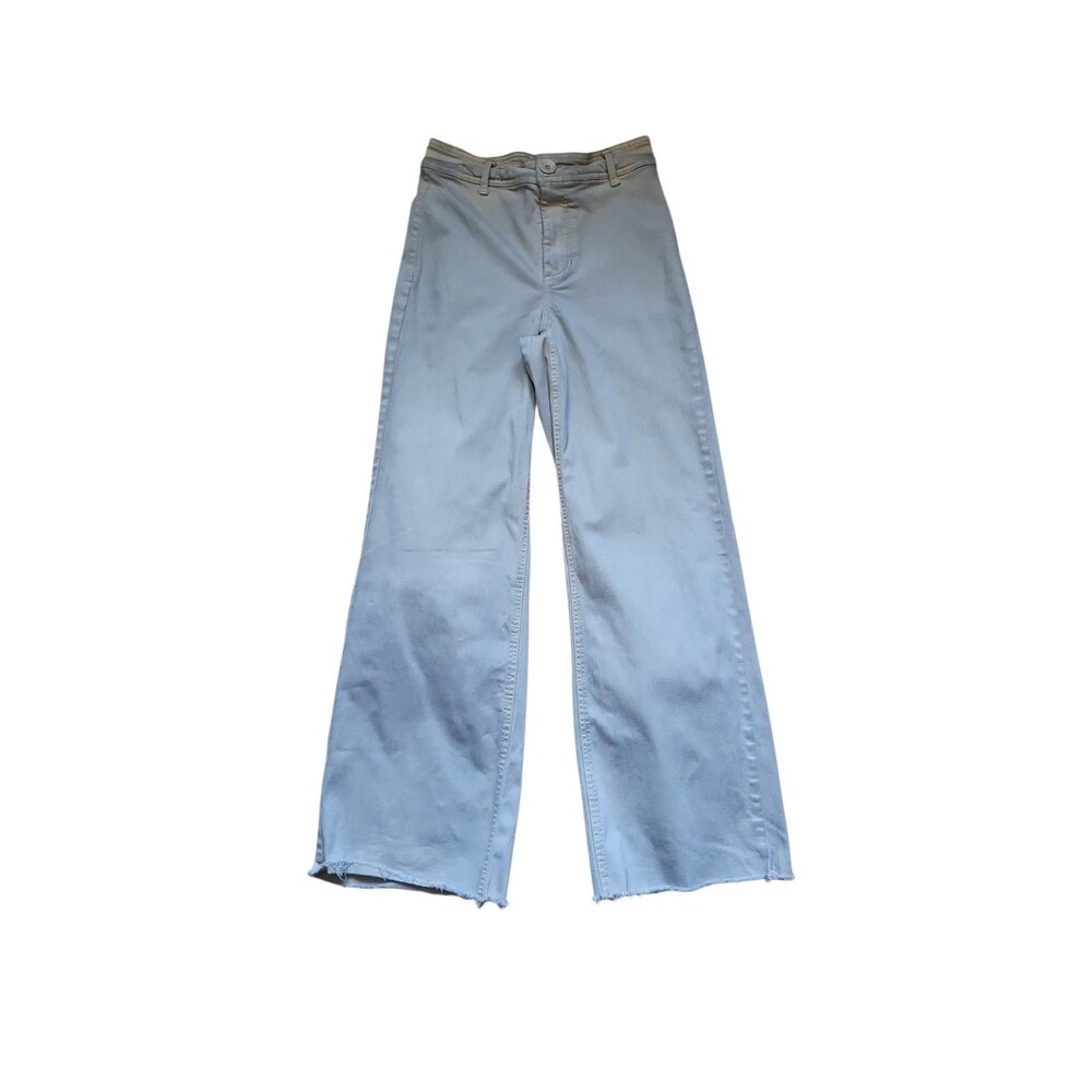 OAT New York Wide Leg The Greer Ankle Jeans Women 4/27 Blue Gray Wash Raw Hem